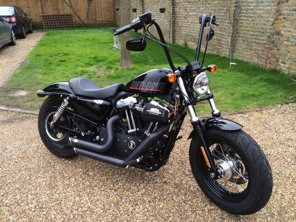 BURLY BRAND Narrow 16" Apehangers 1 inch Black for Harley Davidson