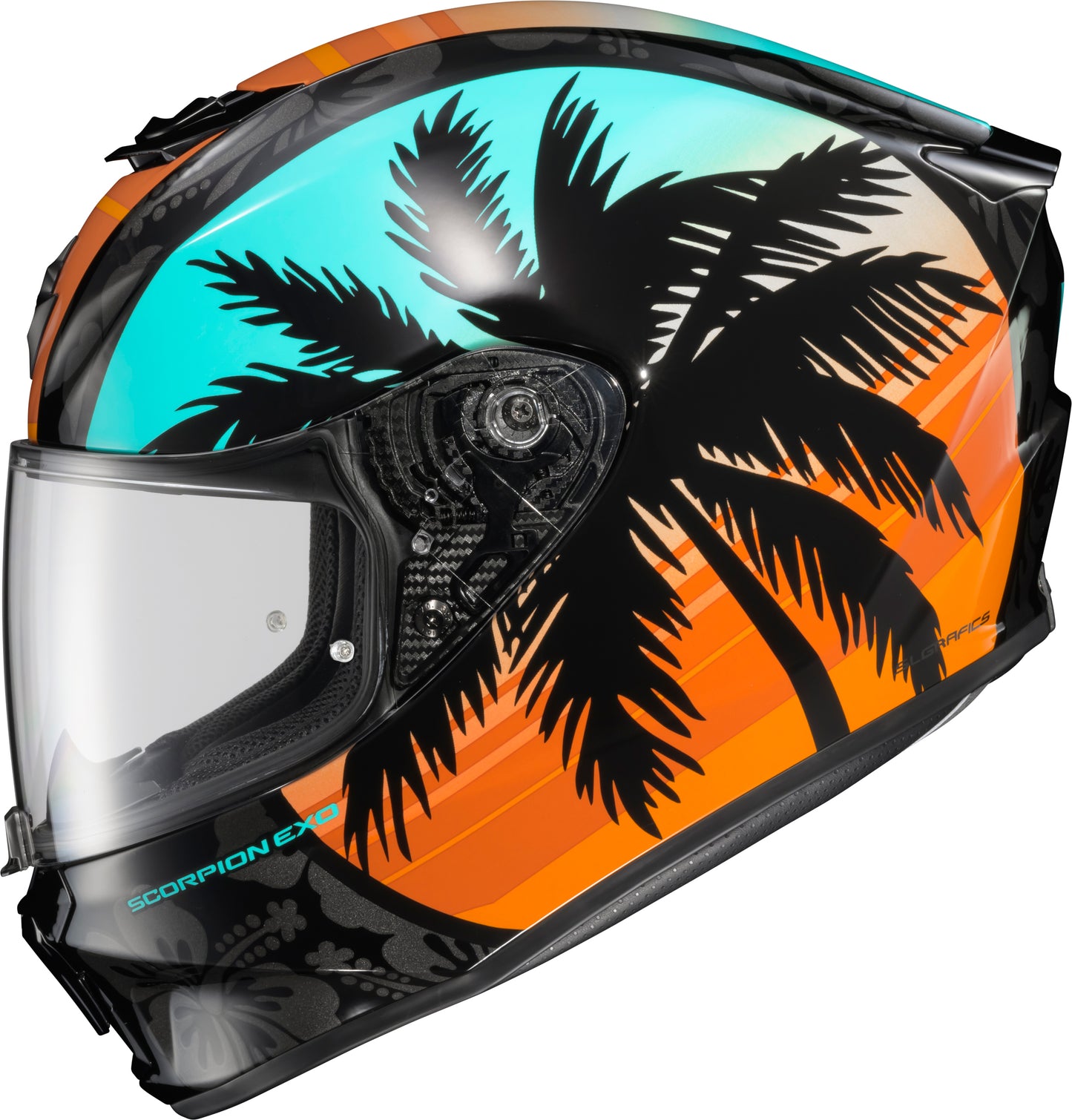 Scorpion EXO R330 Full Face Helmet - Medium, Light Blue/Orange