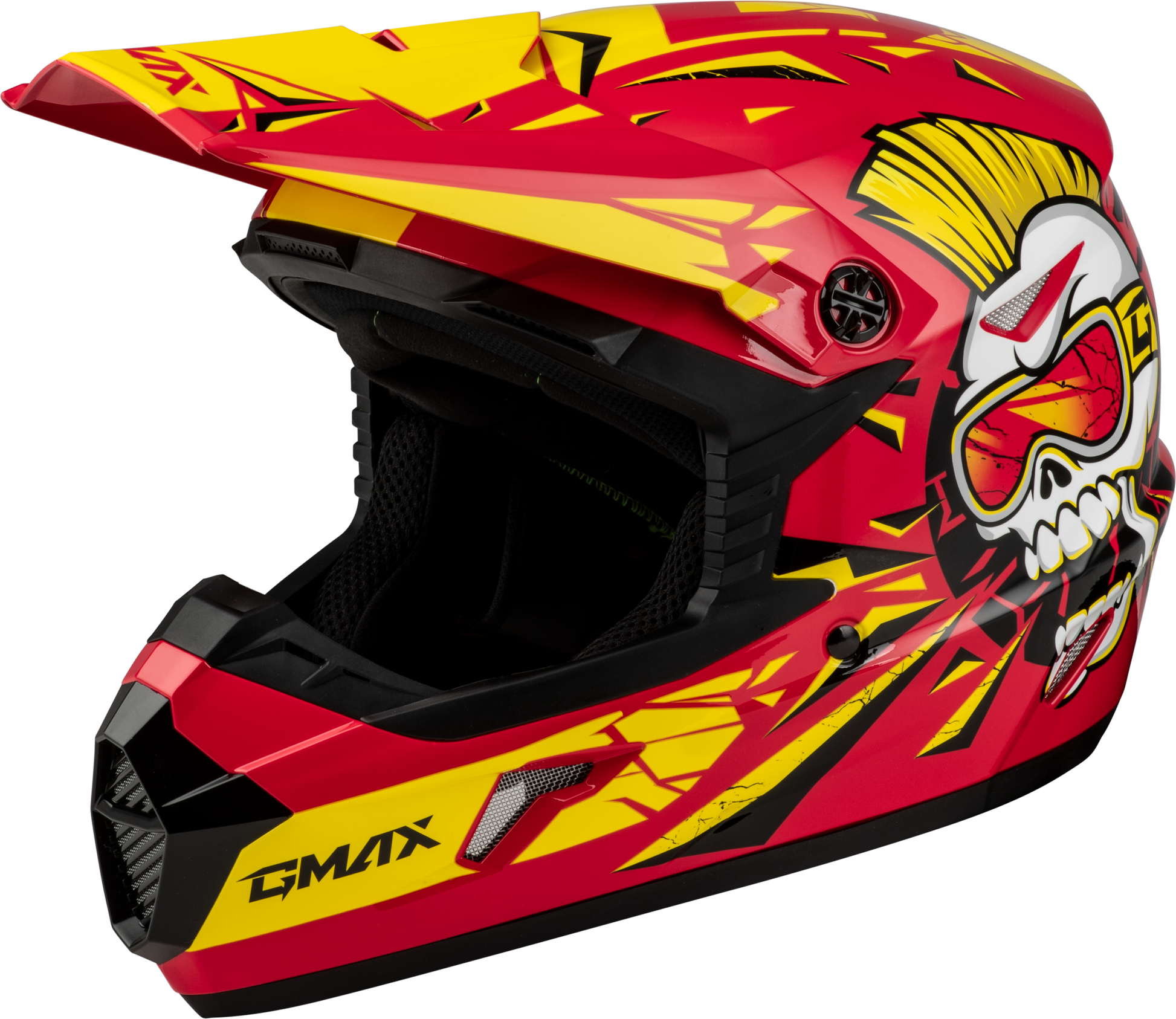 GMAX Youth MX-46Y Off-Road Helmet in Red and Yellow, Small Size