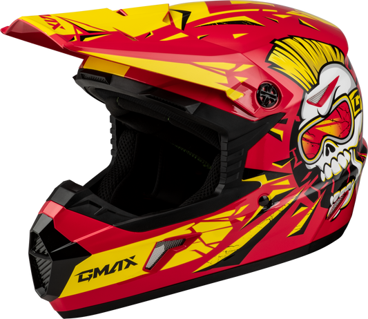 GMAX Youth MX-46Y Off-Road Helmet in Red and Yellow, Small Size