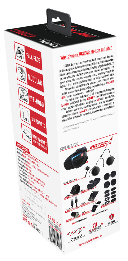 UCLEAR Motion Infinity Dual Motorcycle Communication System with DynaMESH Intercom and 18-Hour Battery Life