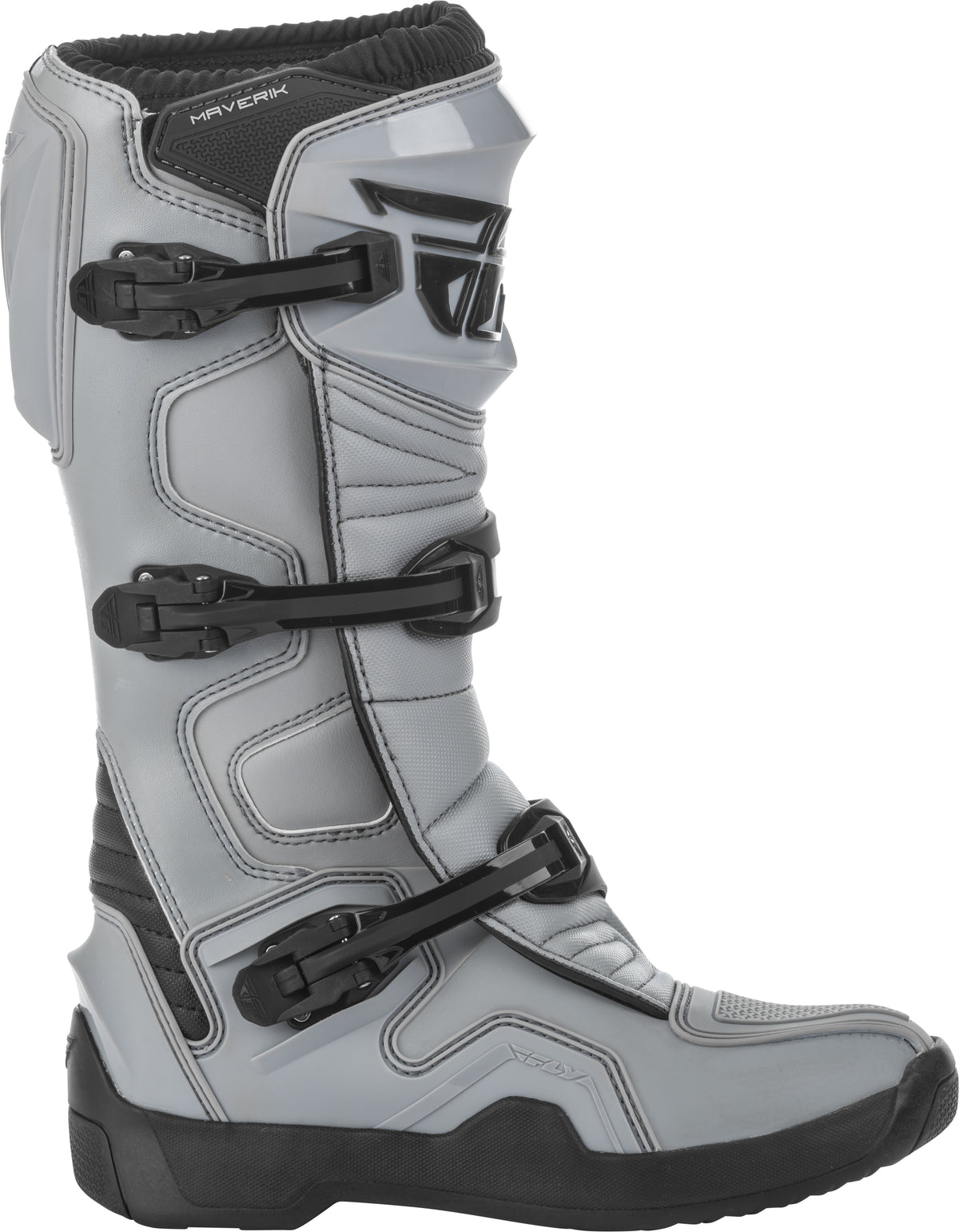 Fly Racing Maverik Offroad Boots Grey/Black Size 07 – Durable Motocross Footwear with Impact Protection and Adjustable Buckles