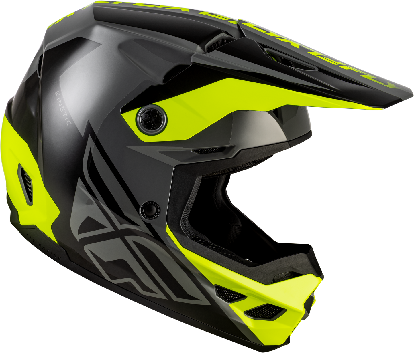 Fly Racing Kinetic Crest Helmet 2X-Large Grey Black Hi-Vis Yellow for Off-Road Riding