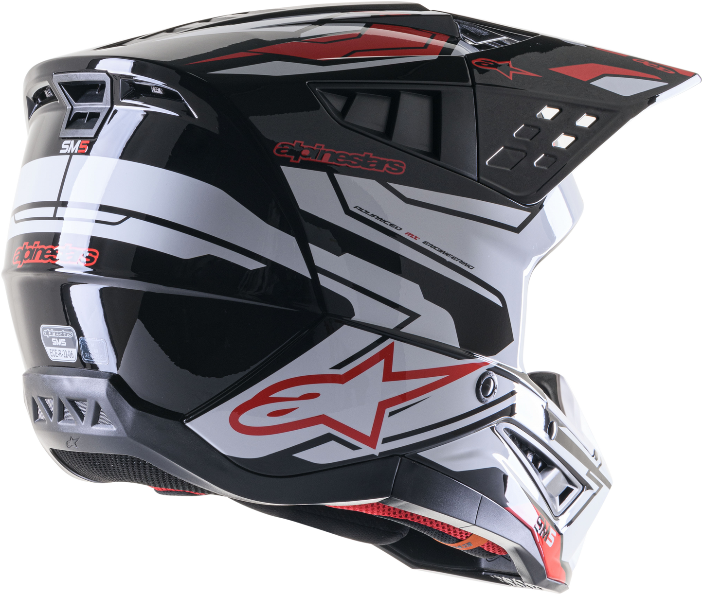 Alpinestars S M5 Action 2 Off-Road Helmet Black/White/Bright Red, Size Medium