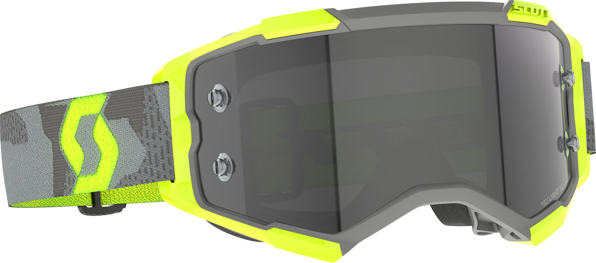 SCOTT Fury LS Goggle Light Grey/Neon Yellow with Grey Lens for Offroad