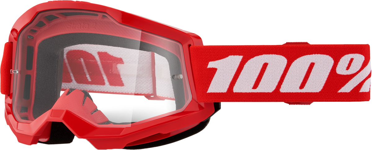 100-Percent Strata 2 Jr. Goggle Red with Clear Lens – Offroad Youth Eyewear