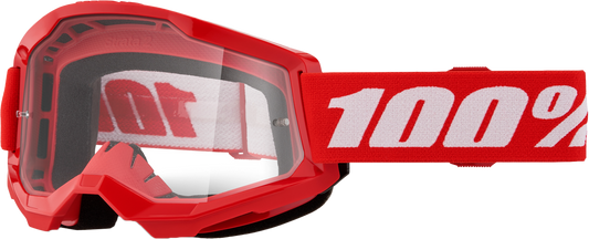 100-Percent Strata 2 Jr. Goggle Red with Clear Lens – Offroad Youth Eyewear