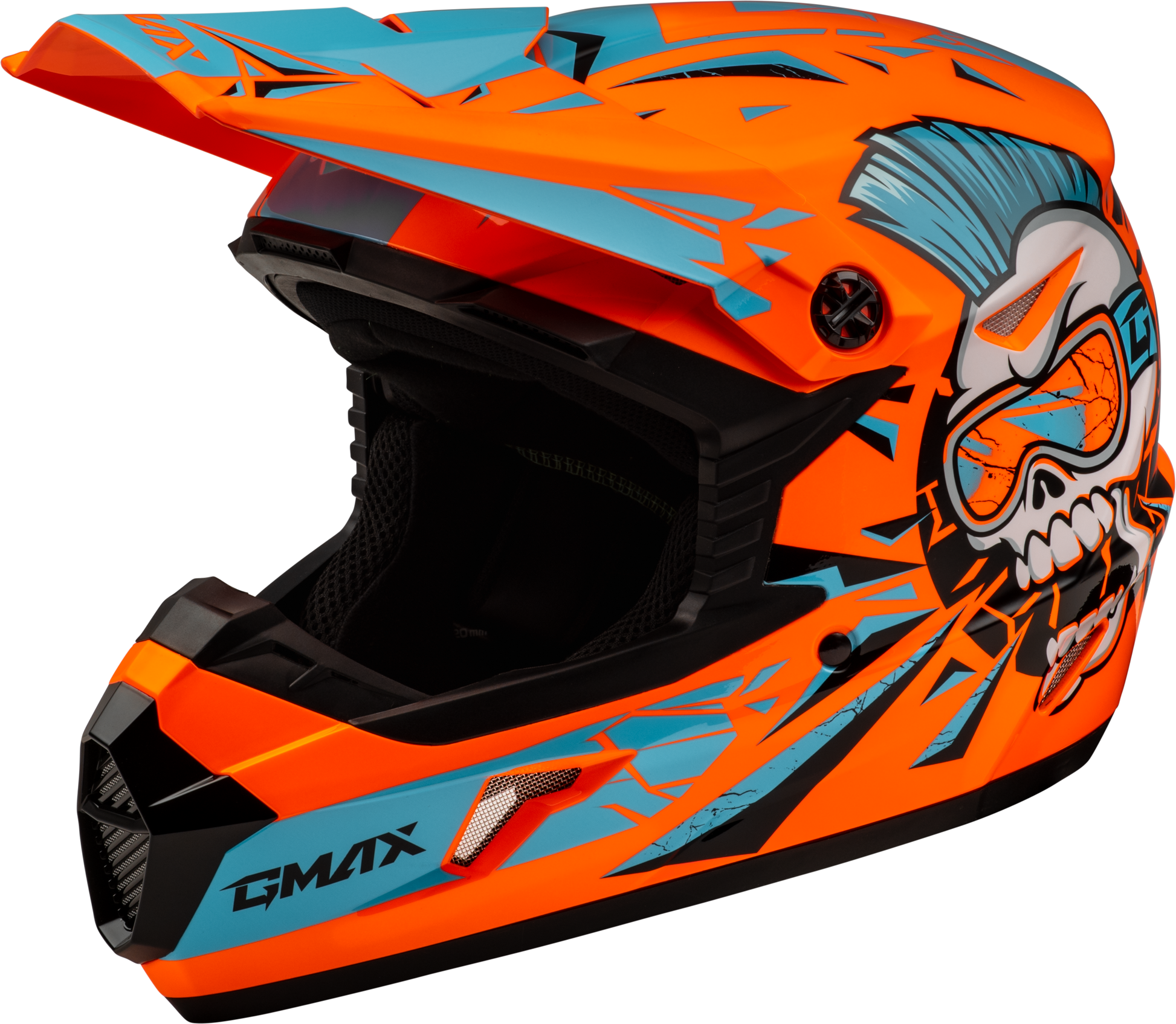 GMAX MX-46Y Youth Large Off-Road Helmet in Hi-Vis Orange/Blue