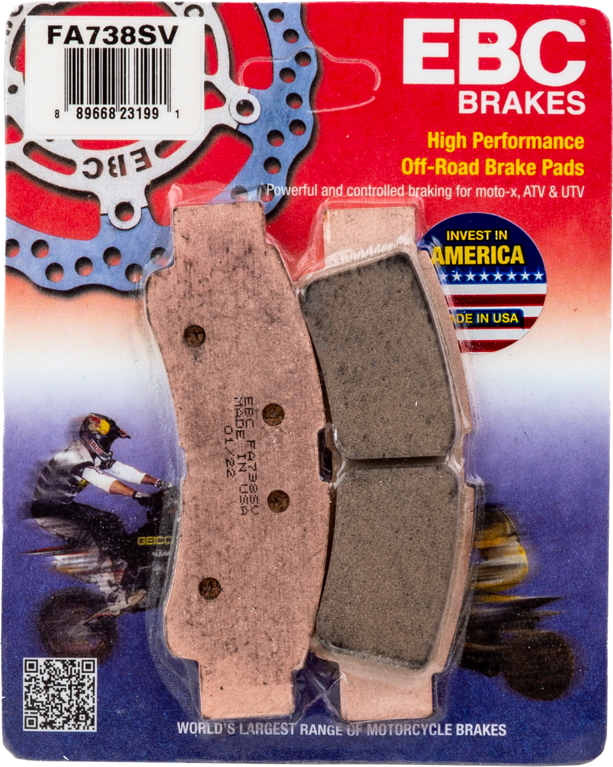 EBC Fa738SV Severe Duty SV Series Brake Pads for Kawasaki KRX 1000 ATV/UTV