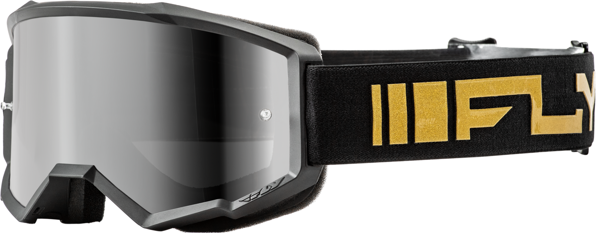 Fly Racing Youth Zone Goggle Black/Gold with Silver Mirror Smoke Lens