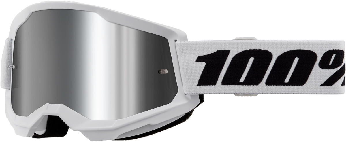 100-Percent Strata 2 Offroad Goggle with Mirror Silver Lens - White