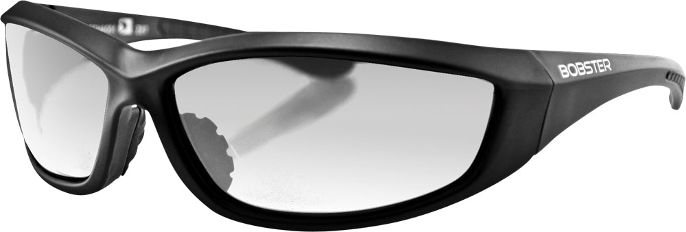 BOBSTER Charger ANSI Certified Safety Sunglasses with Clear Lenses, Black Polycarbonate Frame