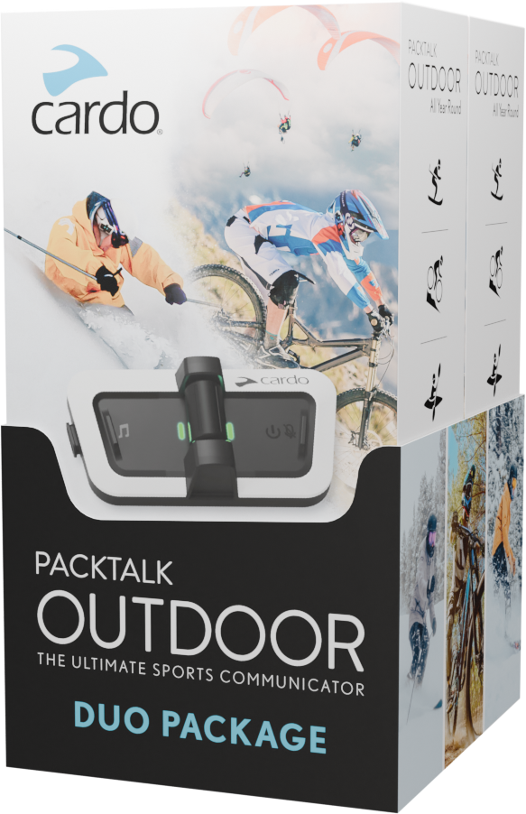 CARDO Packtalk Outdoor Duo White Motorcycle Bluetooth Intercom System with JBL Sound