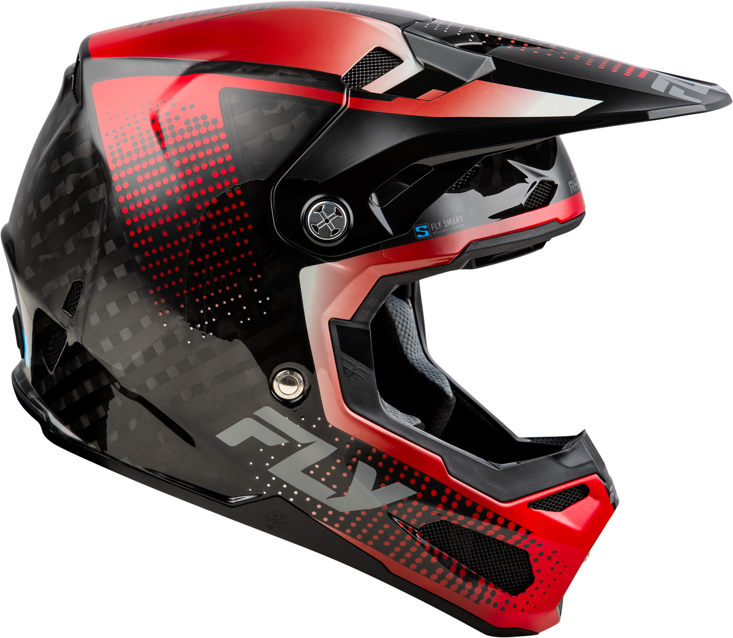 Fly Racing Formula S Carbon Protocol Helmet Black Carbon/Red X-Large – Offroad Full-Face Helmet with Advanced Safety and Connectivity Features