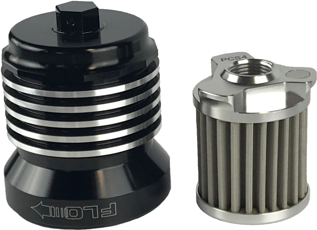 PCRACING PCS4BC Flo Reusable Oil Filter for BMW F800 Series – Black Polished Finish