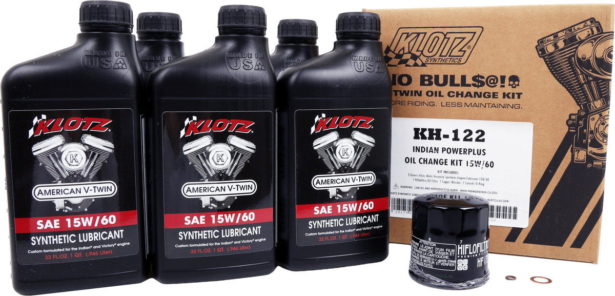 Klotz Indian Powerplus 5 Quart Synthetic Oil Change Kit