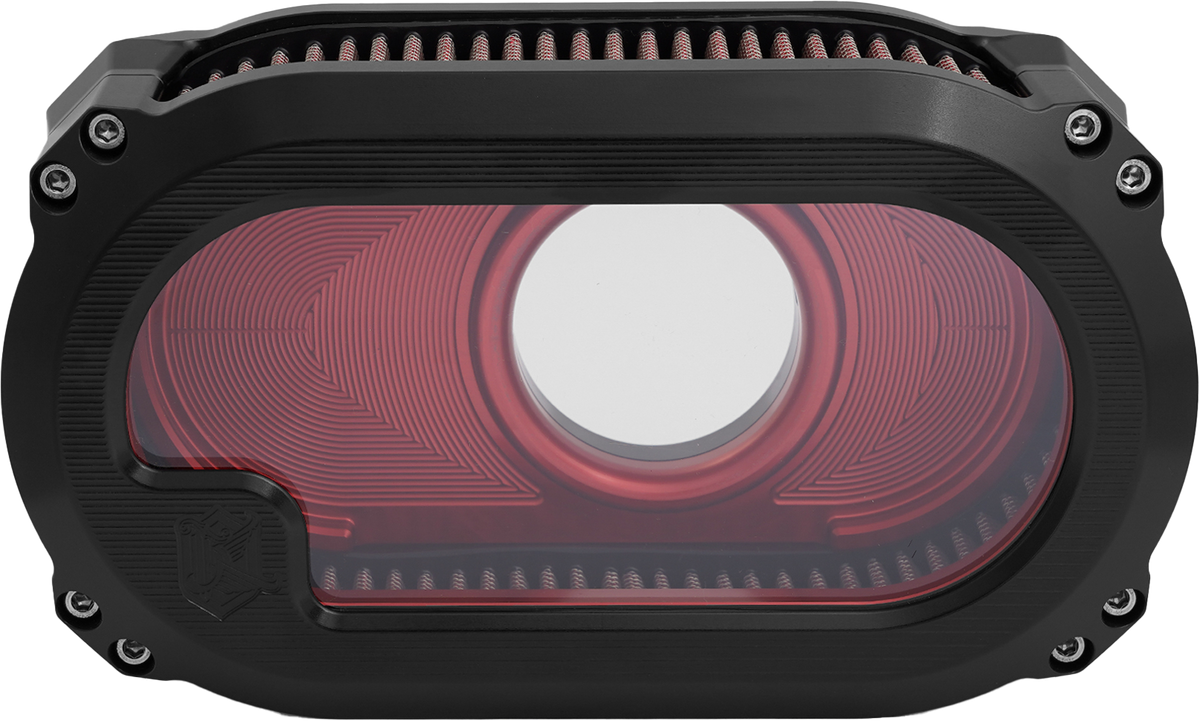 KENS FACTORY NXT-03BR V-Twin Air Cleaner with Glass, Black and Red for Harley Davidson