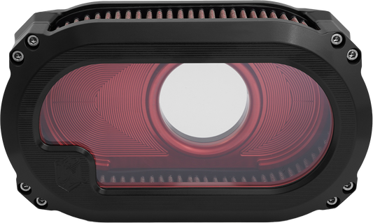 KENS FACTORY NXT-03BR V-Twin Air Cleaner with Glass, Black and Red for Harley Davidson