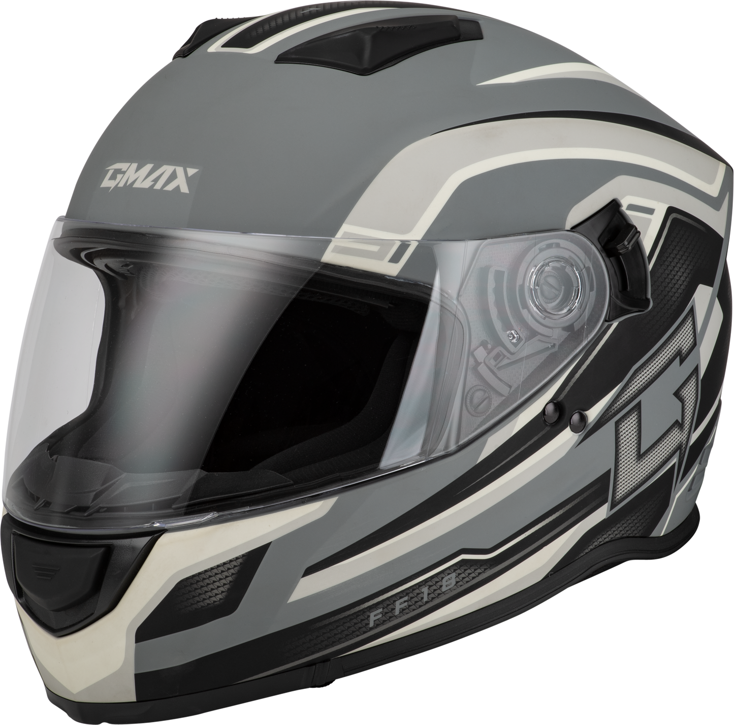 GMAX F1181816 Drift Full-Face Helmet with Matte Grey/Silver/Black Finish - Large