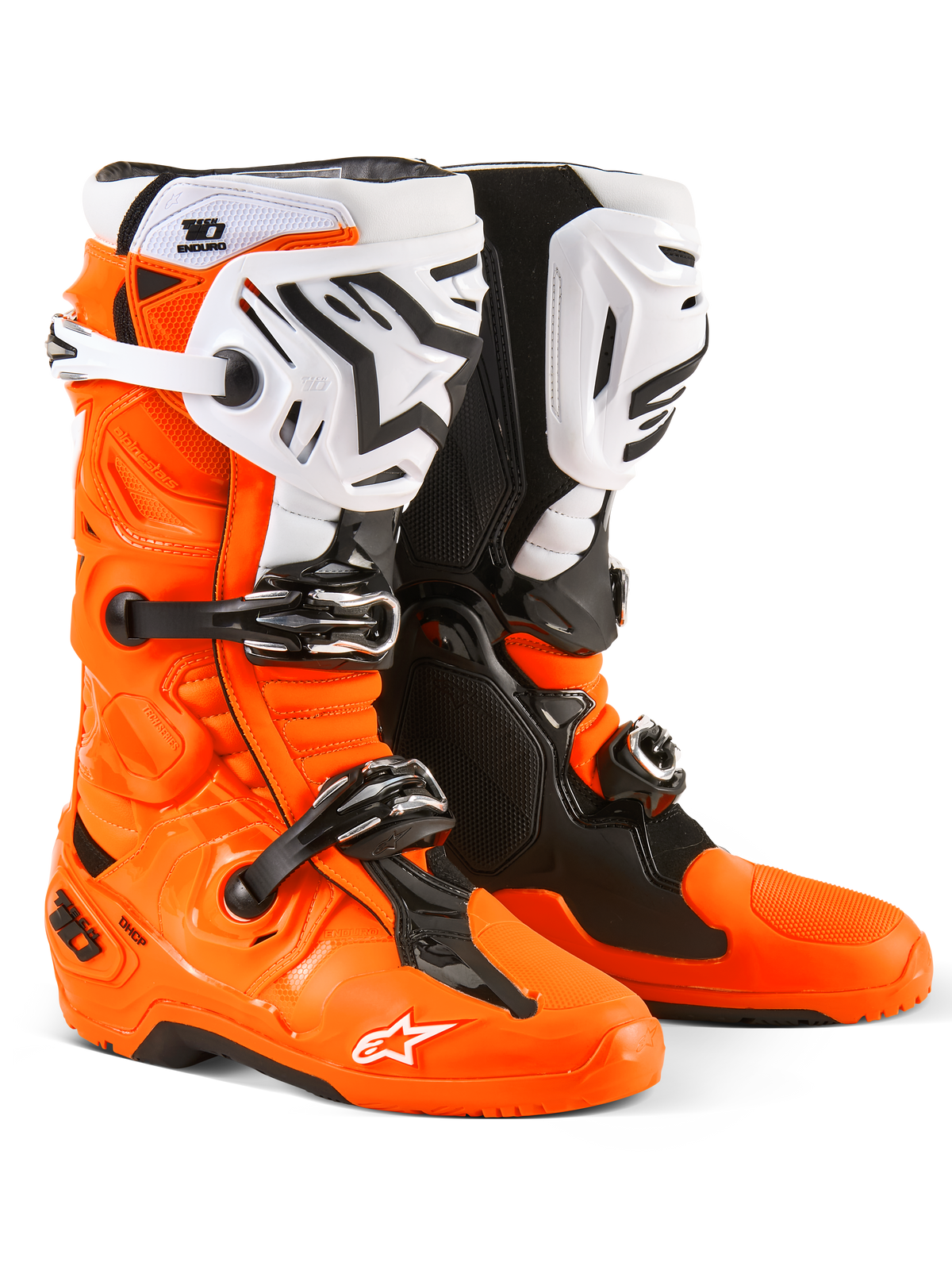 Alpinestars Tech 10 Enduro Boots US 09 Fluorescent Orange/Black/White – Offroad Motorcycle Footwear