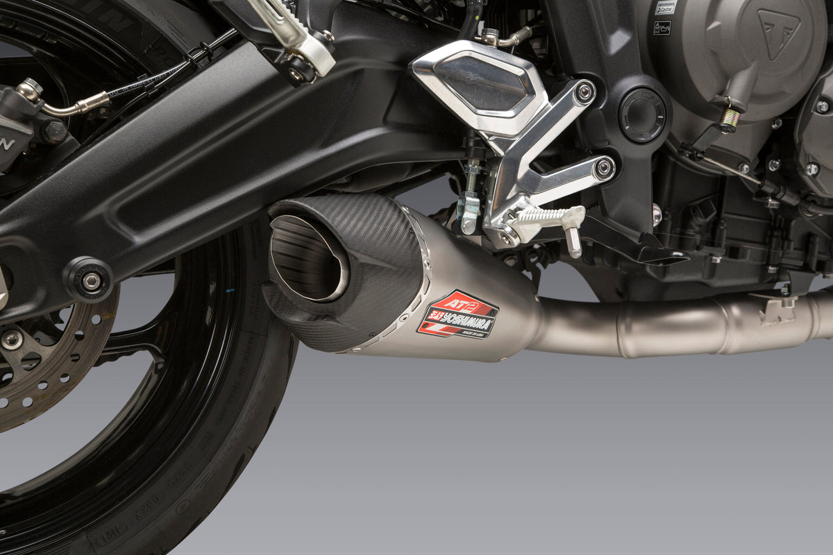 Yoshimura AT2 Race Full System Exhaust for Triumph Trident 660 - Matte Carbon Fiber End Cap