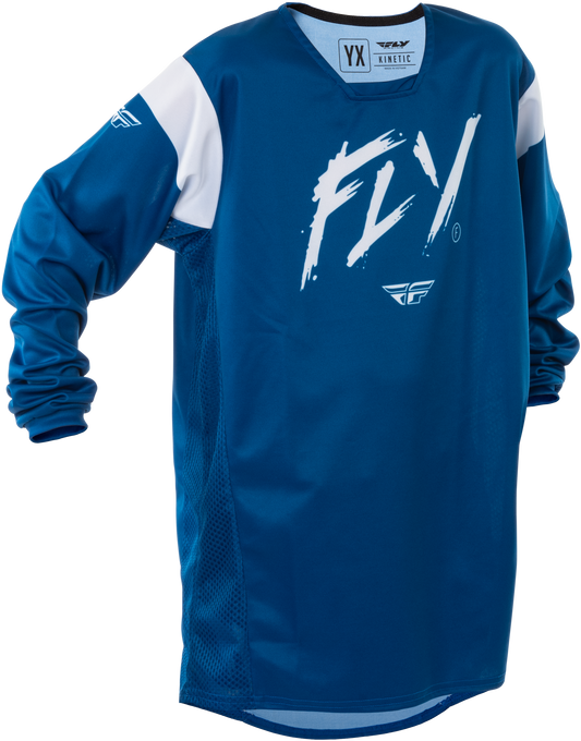 Fly Racing Youth Kinetic Stoke Jersey Navy/White X-Large – Offroad Performance Shirt for Young Riders