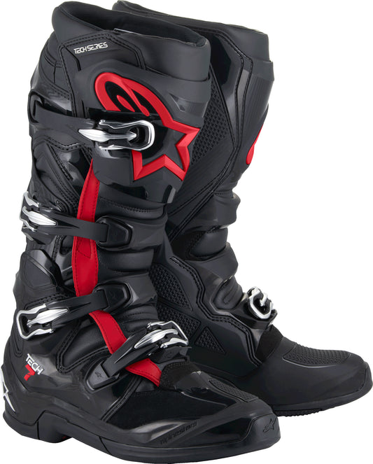 Alpinestars Tech 7 Off-Road Motorcycle Boots US 10 Black and Fluorescent Red