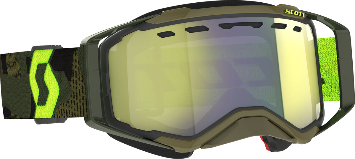 Scott Prospect Snow Goggles with Yellow Chrome Lens – Khaki Green/Neon Yellow