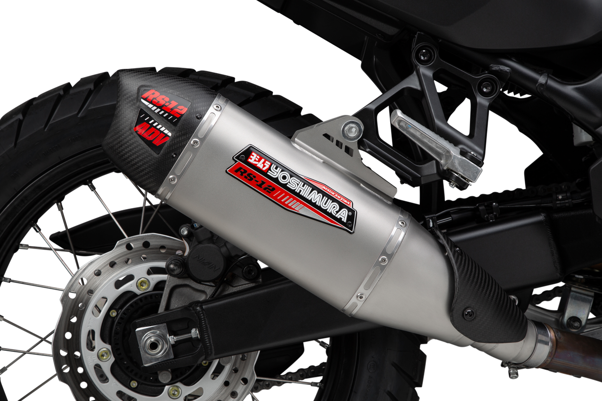 Yoshimura RS-12 ADV Street Slip-On Exhaust for 2024 Honda XL750 Transalp - Matte Carbon Fiber End Cap and Exclusive Finish