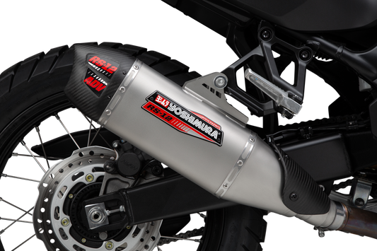 Yoshimura RS-12 ADV Street Slip-On Exhaust for 2024 Honda XL750 Transalp - Matte Carbon Fiber End Cap and Exclusive Finish