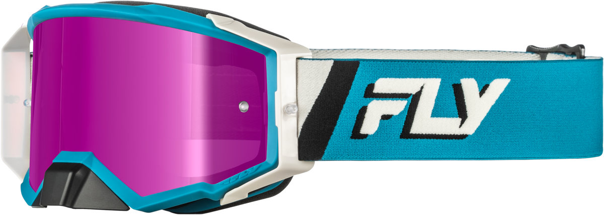 Fly Racing Zone Elite Offroad Goggles with Magenta Mirror/Smoke Lens – Blue/White