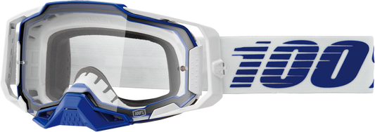 100 Percent Armega Goggle with Clear Lens and Blue Frame for Offroad Riding