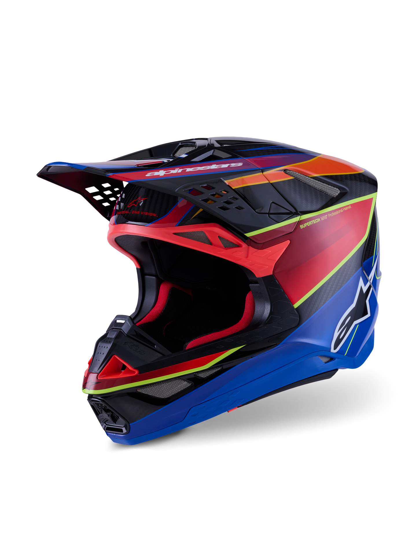 Alpinestars Supertech S M10 Era Off-Road Helmet - Blue/Red/Yellow Fluo Gloss Finish, Small