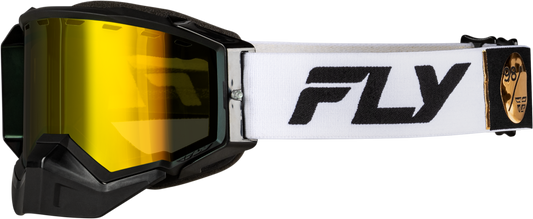 Fly Racing Zone Elite Snow Goggles with Gold Mirror/Polarized Yellow Lenses - White/Black