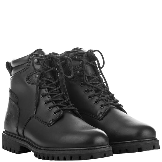 Highway 21 RPM Lace-Up Boots for Men - Size 14, Black Full-Grain Leather Motorcycle Footwear