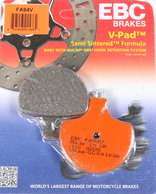 EBC Brakes Fa94V Semi Sintered V Series Brake Pads for Harley Davidson Cruiser and Big Twin Models
