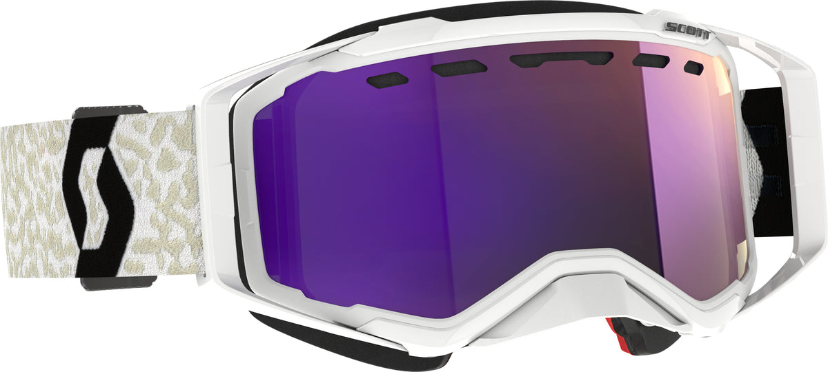 Scott Prospect Snow Goggles White/Black with Purple Chrome Lens - Enhanced Field of Vision and Impact Resistance
