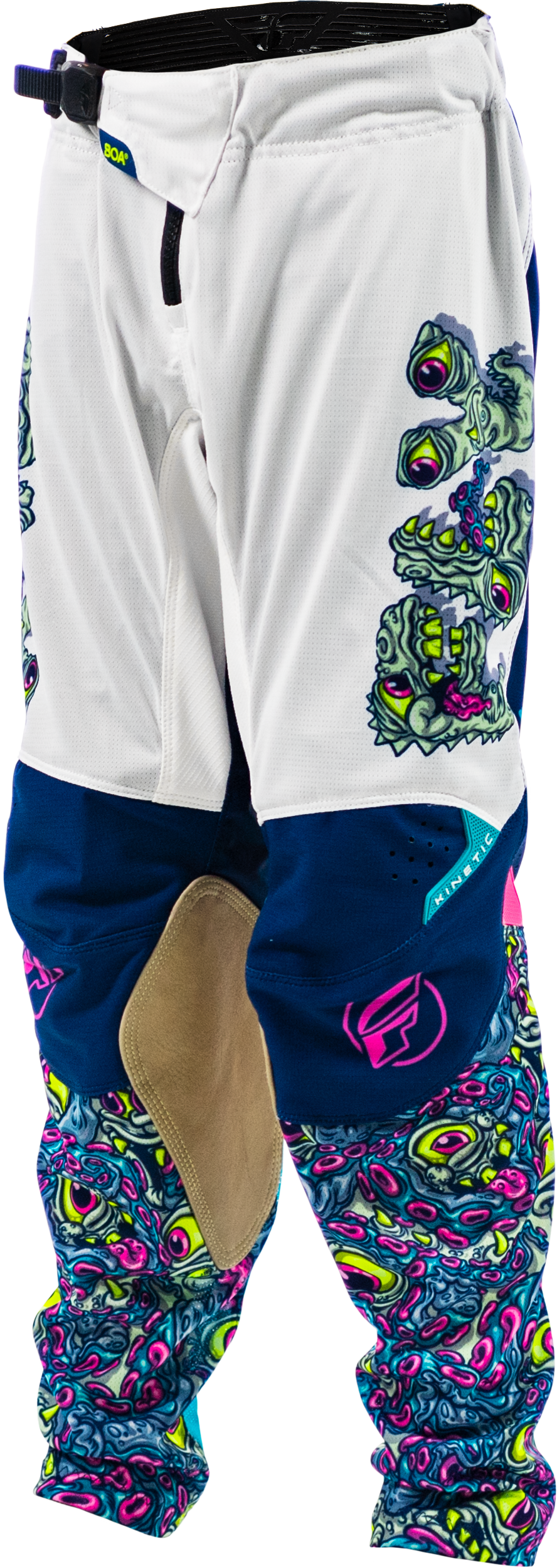 Fly Racing Youth Kinetic Mutant Mesh Pants White/Blue/Multi Size 24
