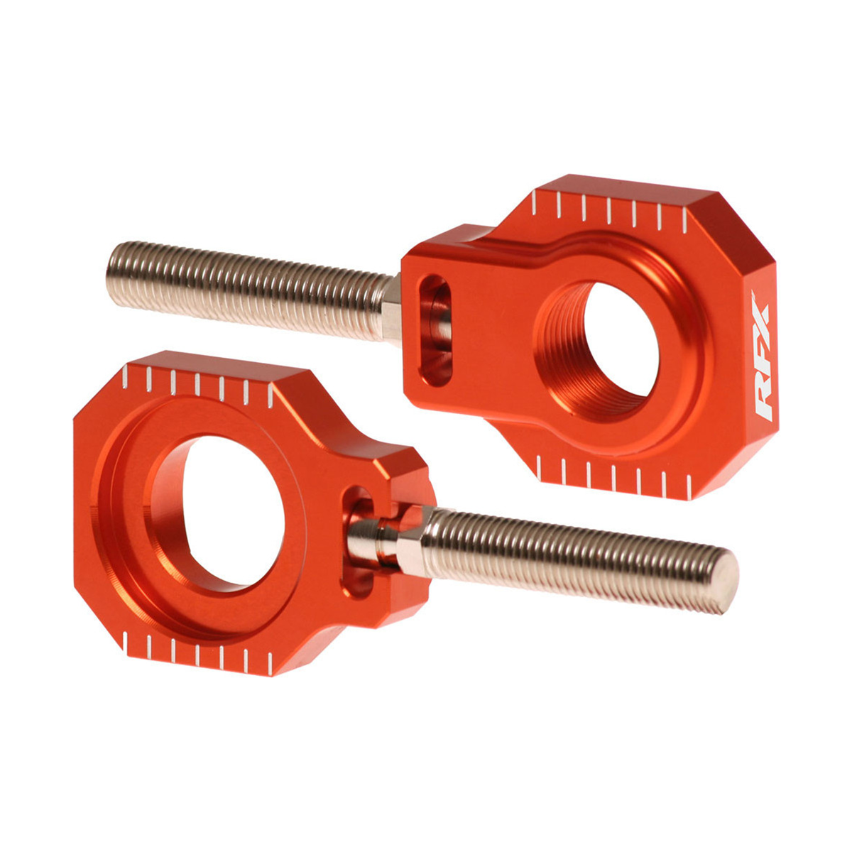 RFX Pro Series Rear Axle Blocks for KTM, Husqvarna, Gas Gas – Orange CNC Aluminum Drive Components