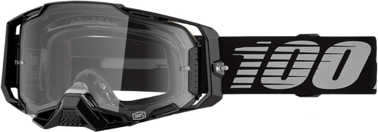 100 Percent Armega Goggle with Clear Lens - Black Offroad Eyewear for Motocross