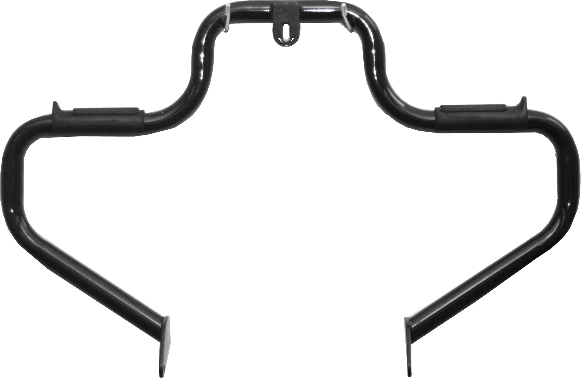 Lindby Engine Guard for Harley-Davidson Dyna Models with Black Finish and Built-In Rubber Footrests