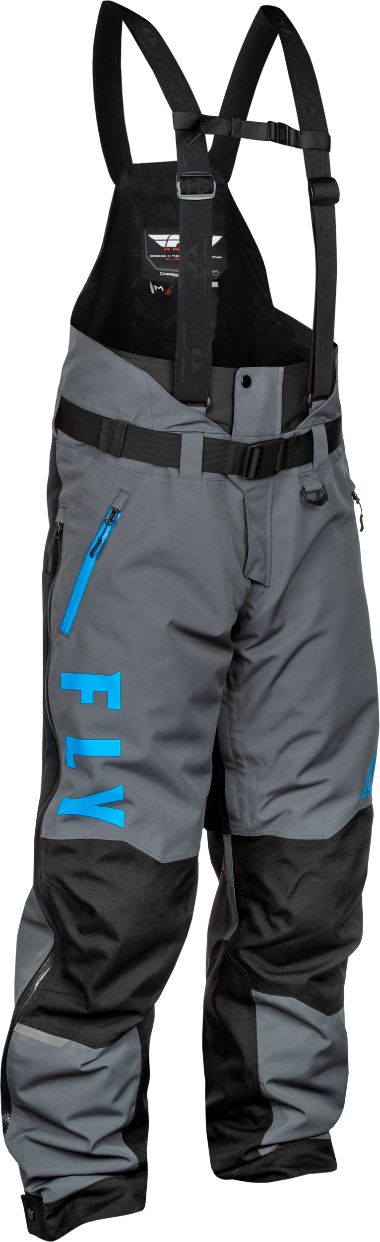 Fly Racing Carbon Bibs Grey/Blue Small – Snow Motorcycle and Snowmobile Pants