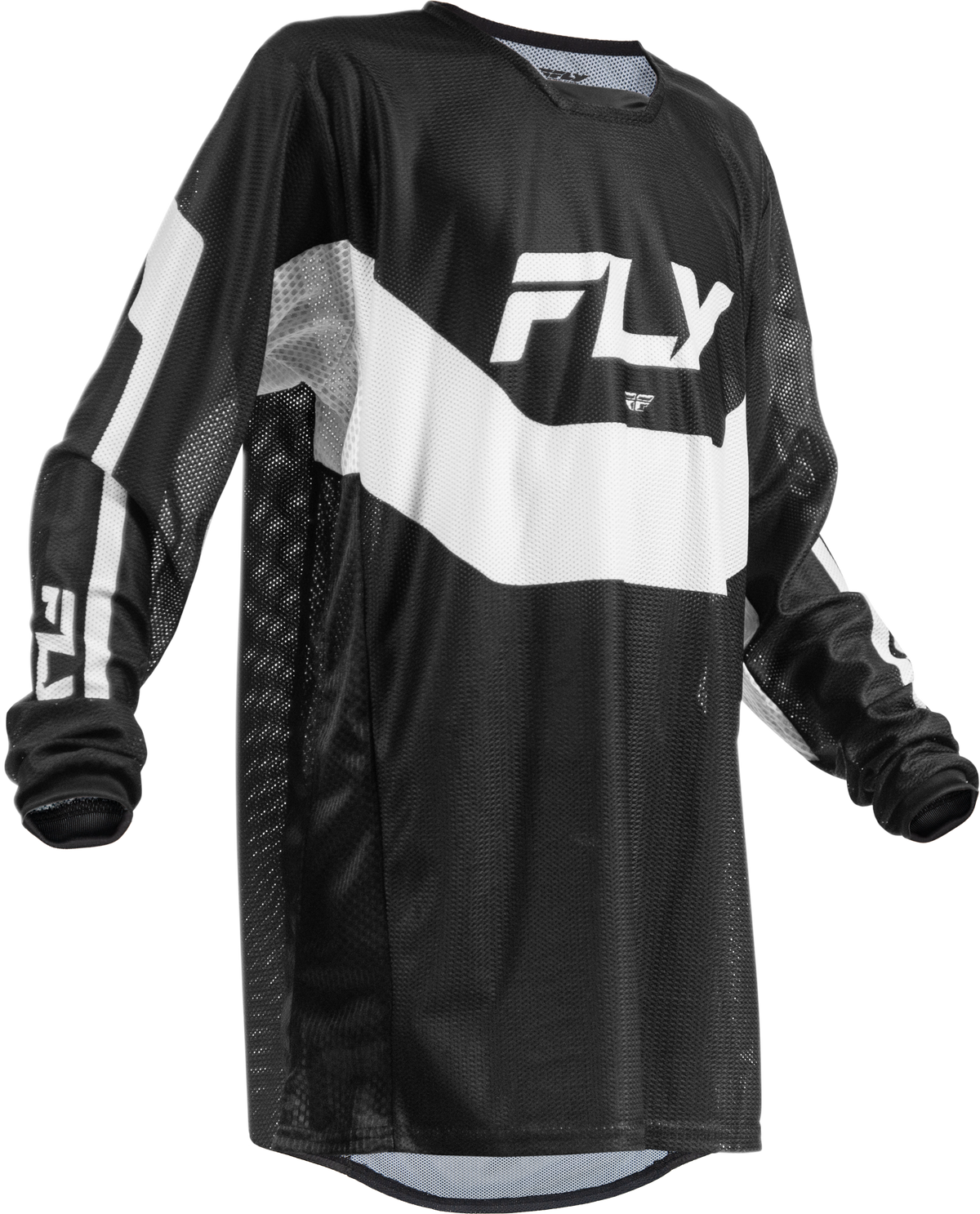 Fly Racing Youth Kinetic Mesh Jersey Black/White Large for Offroad Riding