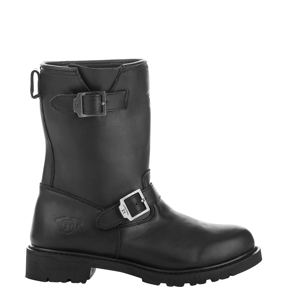 Highway 21 Primary Engineer Short Boots in Black - Men’s Waterproof Leather Footwear, Size US 8