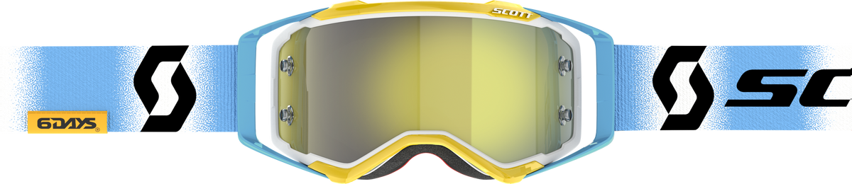 SCOTT Prospect 6 Days Le Offroad MX Goggles with Yellow Chrome Lens - White/Blue