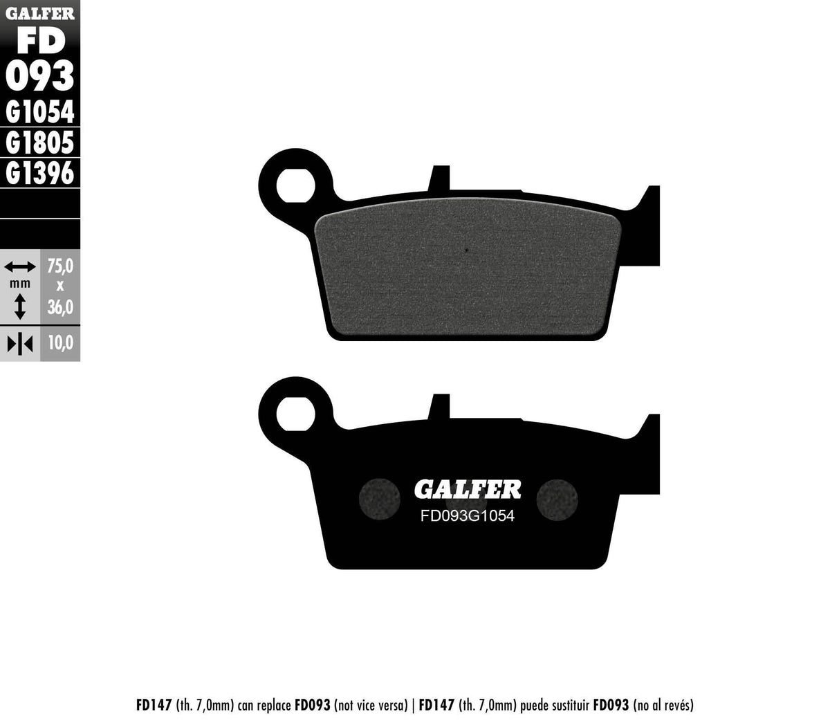 Galfer USA FD093G1054 Semi-Metallic Brake Pads for 2004 Honda NSR50 - Offroad Performance Upgrade