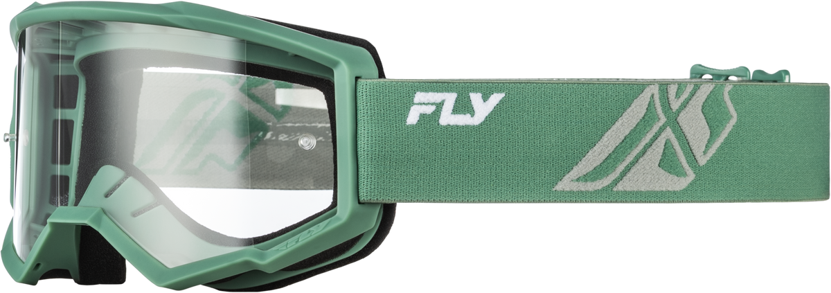 Fly Racing Focus Goggle Olive/Grey with Clear Lens – Offroad Eyewear for Adults and Youth