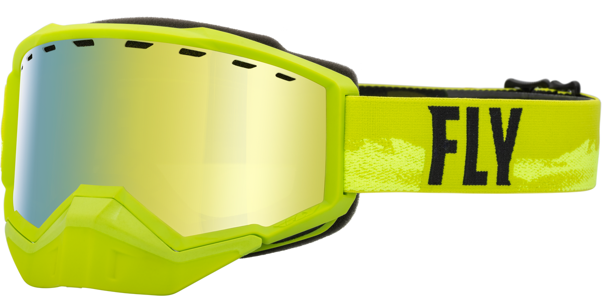Fly Racing Focus Snow Goggle Green/Black with Gold Mirror and Yellow Lens