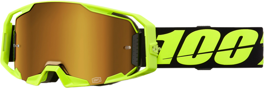 100 Percent Armatic Goggle Neon Yellow with True Gold Mirror Lens for Offroad Motocross