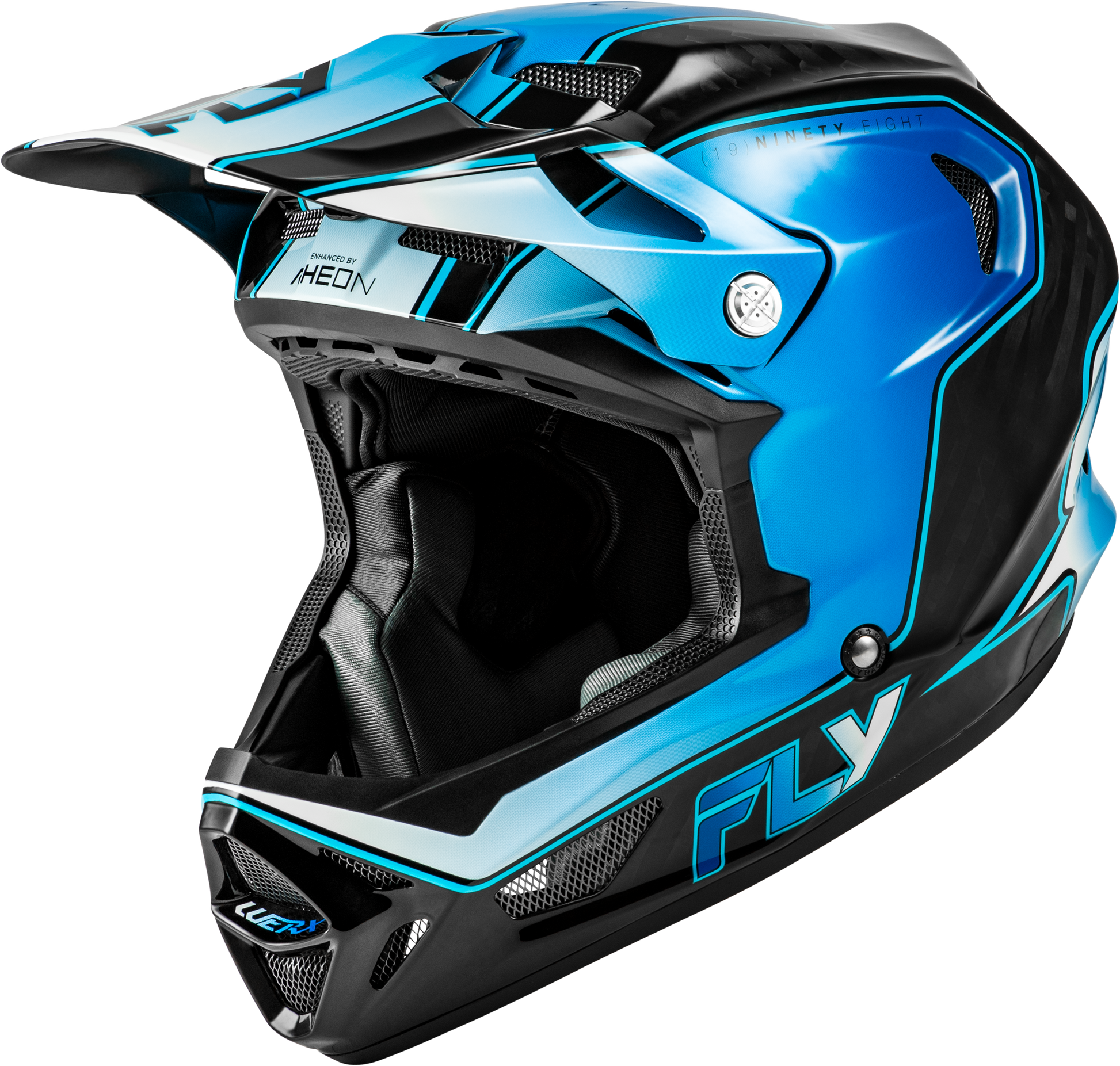 Fly Racing Werx R Flow Carbon Helmet – Medium Black Carbon, Blue & White for Bicycle Riders